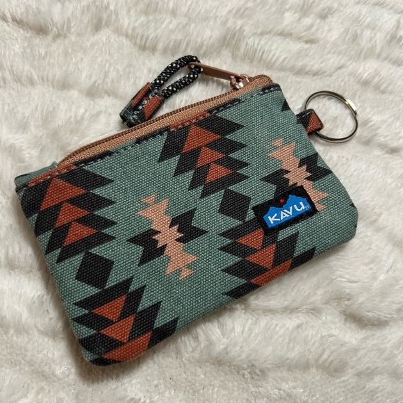 Kavu Handbags - Kavu Geometric Green and Brown Coin Pouch